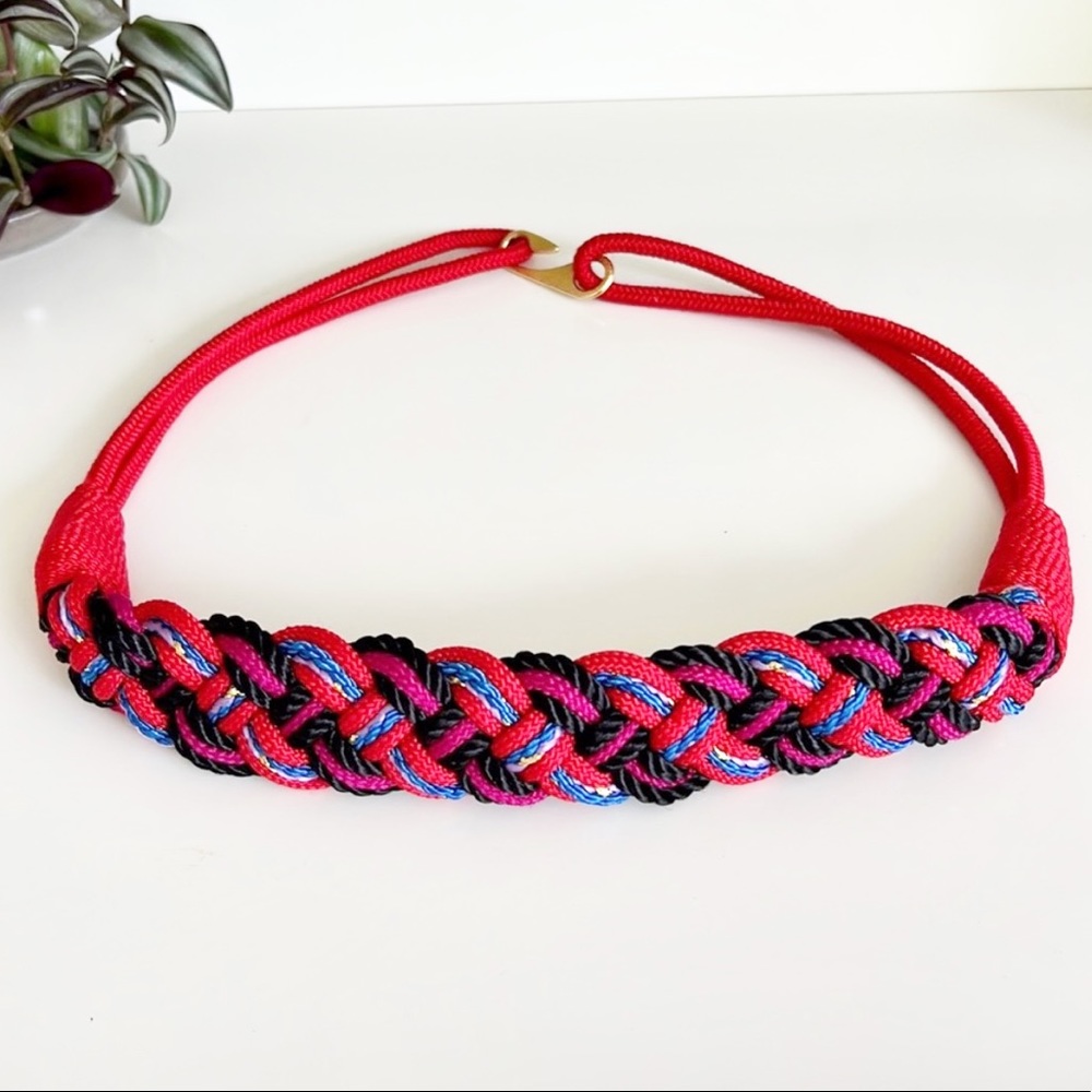 Vintage Fashion Belt Medium/Large Womens 80’s Red Braided Rope Belt